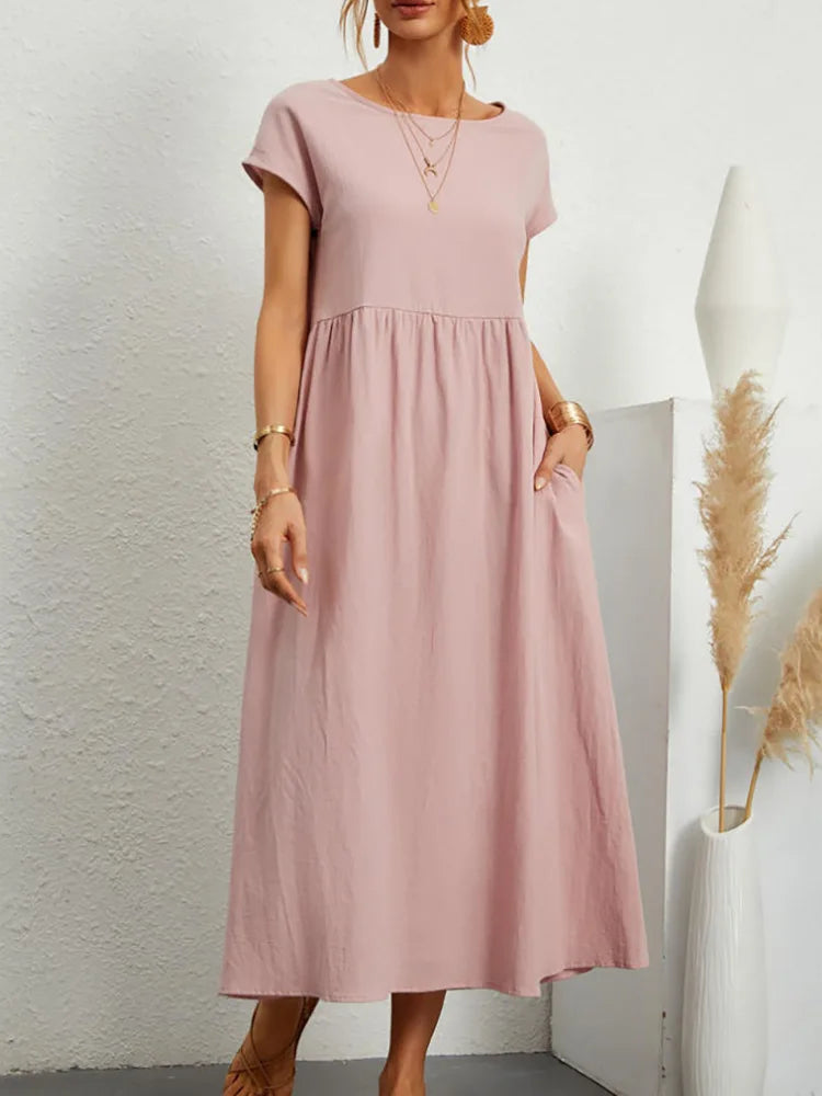 Vintage Solid Summer Dress