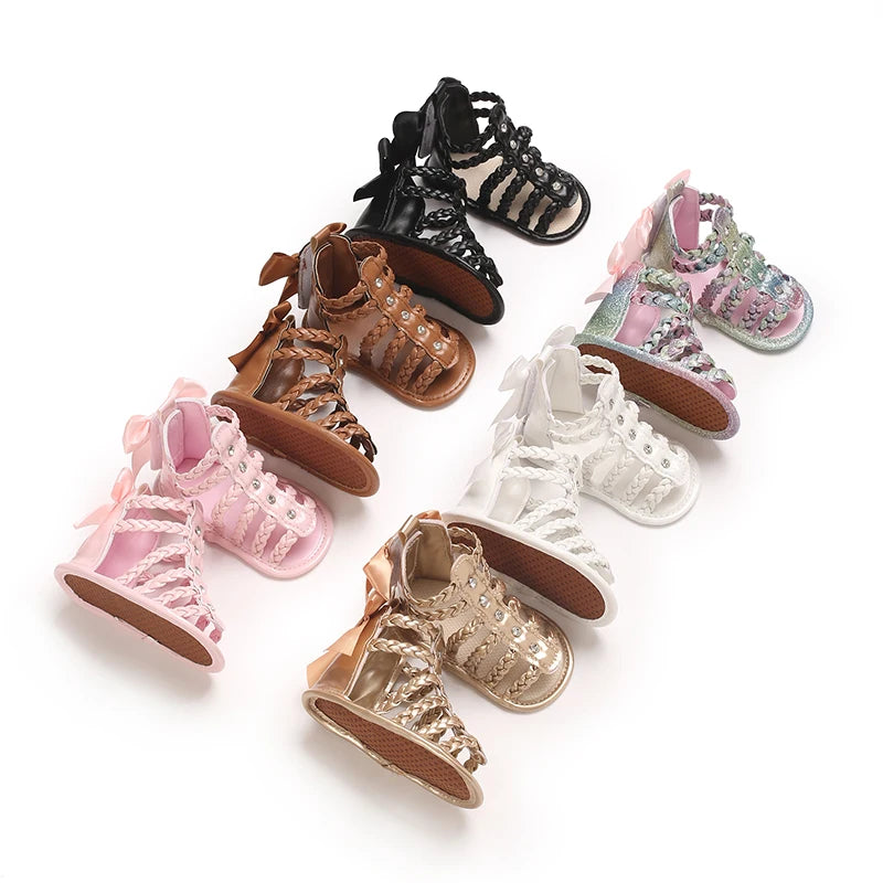 Braided Bowknot Baby Sandals