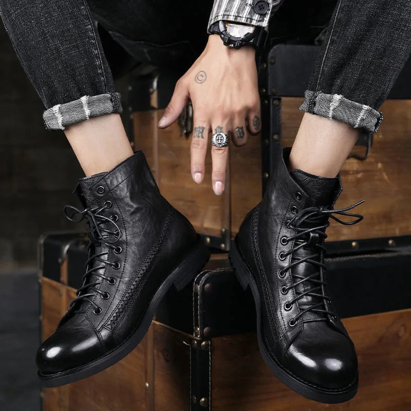 Vintage Leather Platform Boots