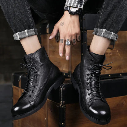 Vintage Leather Platform Boots
