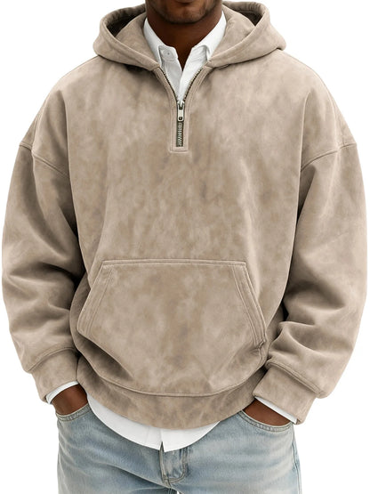 Suede Half-Zip Hoodie
