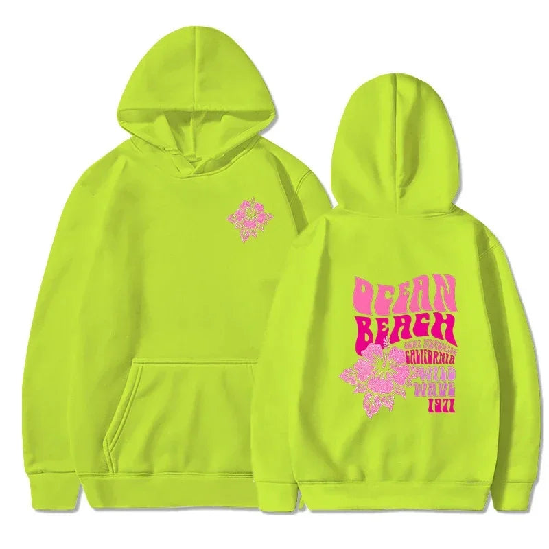 Flower Slogan Pullover Hoodie