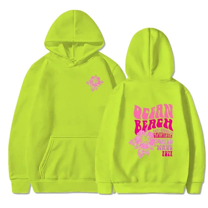 Flower Slogan Pullover Hoodie