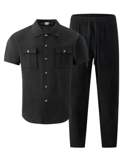Cotton Linen Short Shirt Set