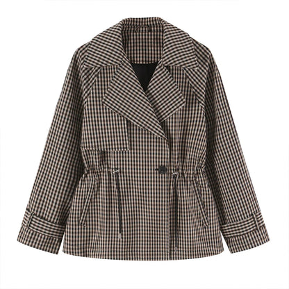 Plaid Drawstring Short Coat