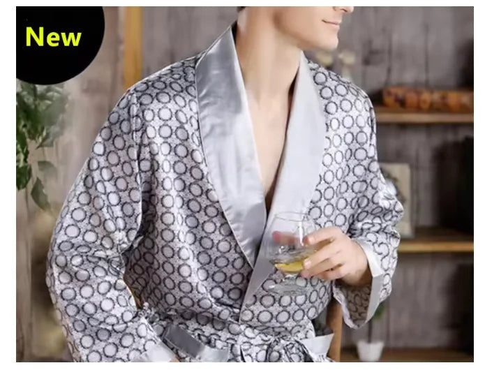 Plus-Size Striped Kimono Bathrobe