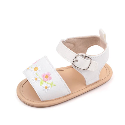 Embroidered Flower Baby Sandals