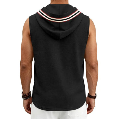 Cross-Lacing Waffle Knit Hooded Vest