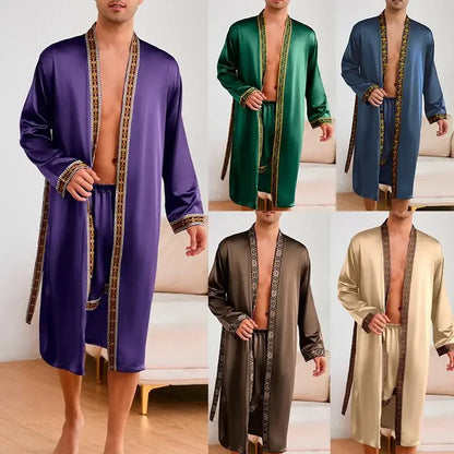 Ice Silk Pajama Robe Set