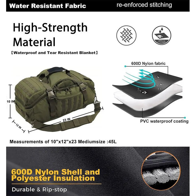 Large Waterproof Travel Duffel Bag