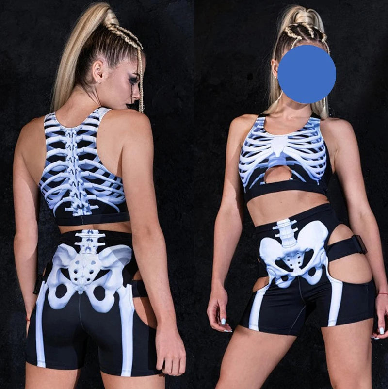 Skull Print Rave Top and Shorts