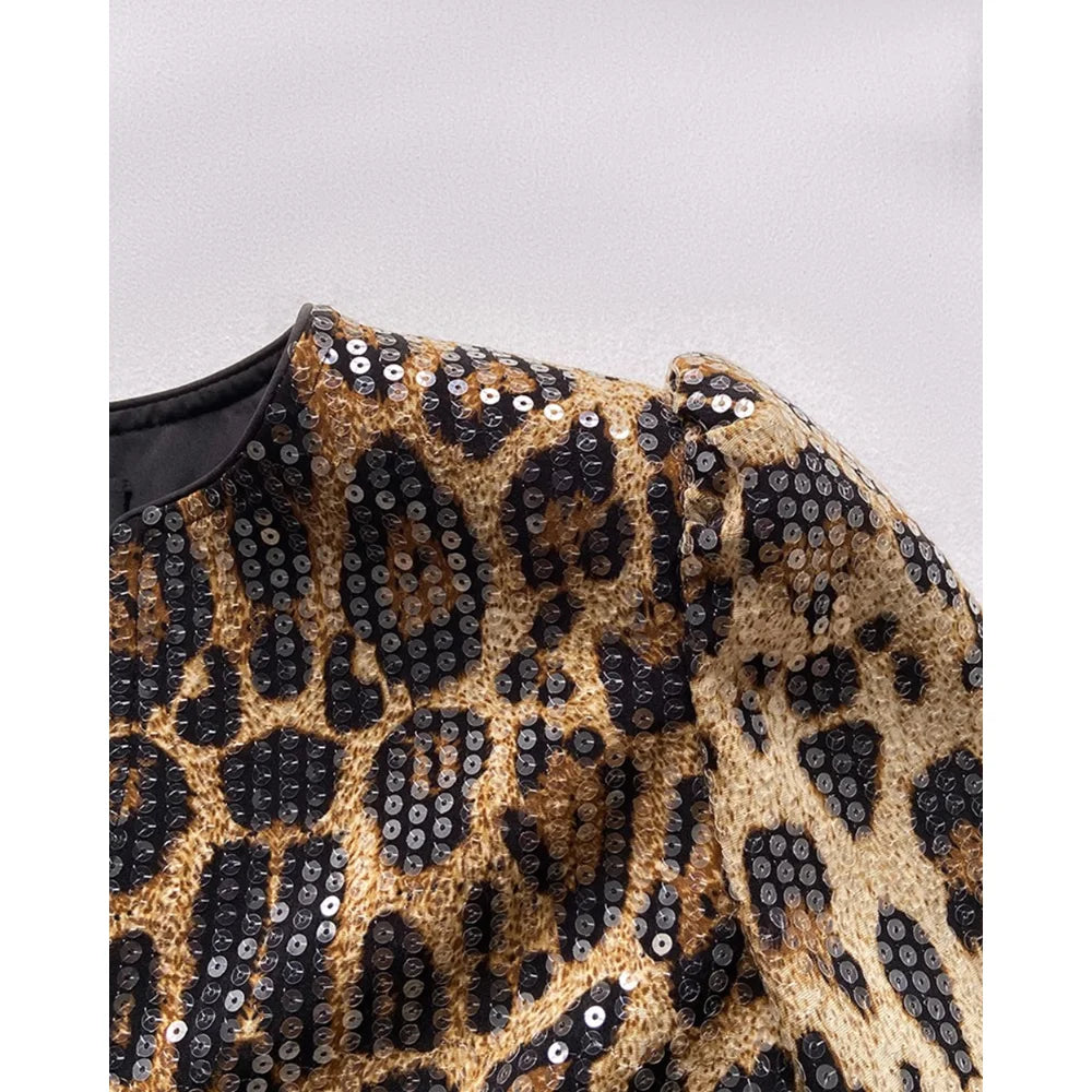 Sequin Leopard Print Jacket