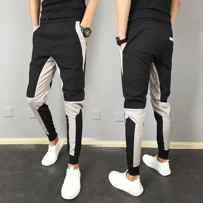 Slim Elastic Casual Patchwork Korean Trouser