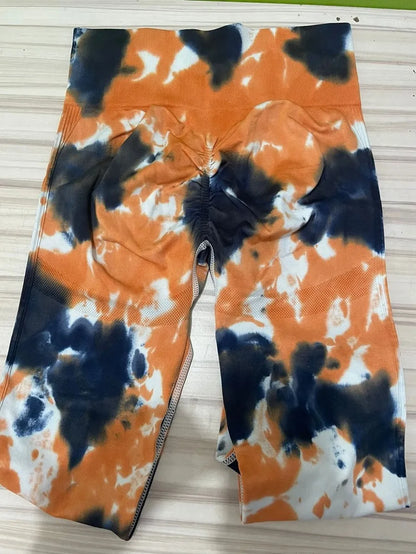 Seamless Tie-Dye Peach Leggings