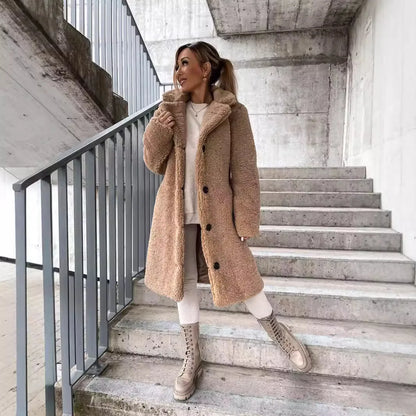 Furry Lapel Long Coat
