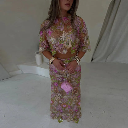 Embroidered Skirt Set