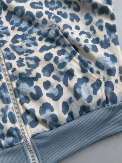 Grey Leopard Zip Hoodie