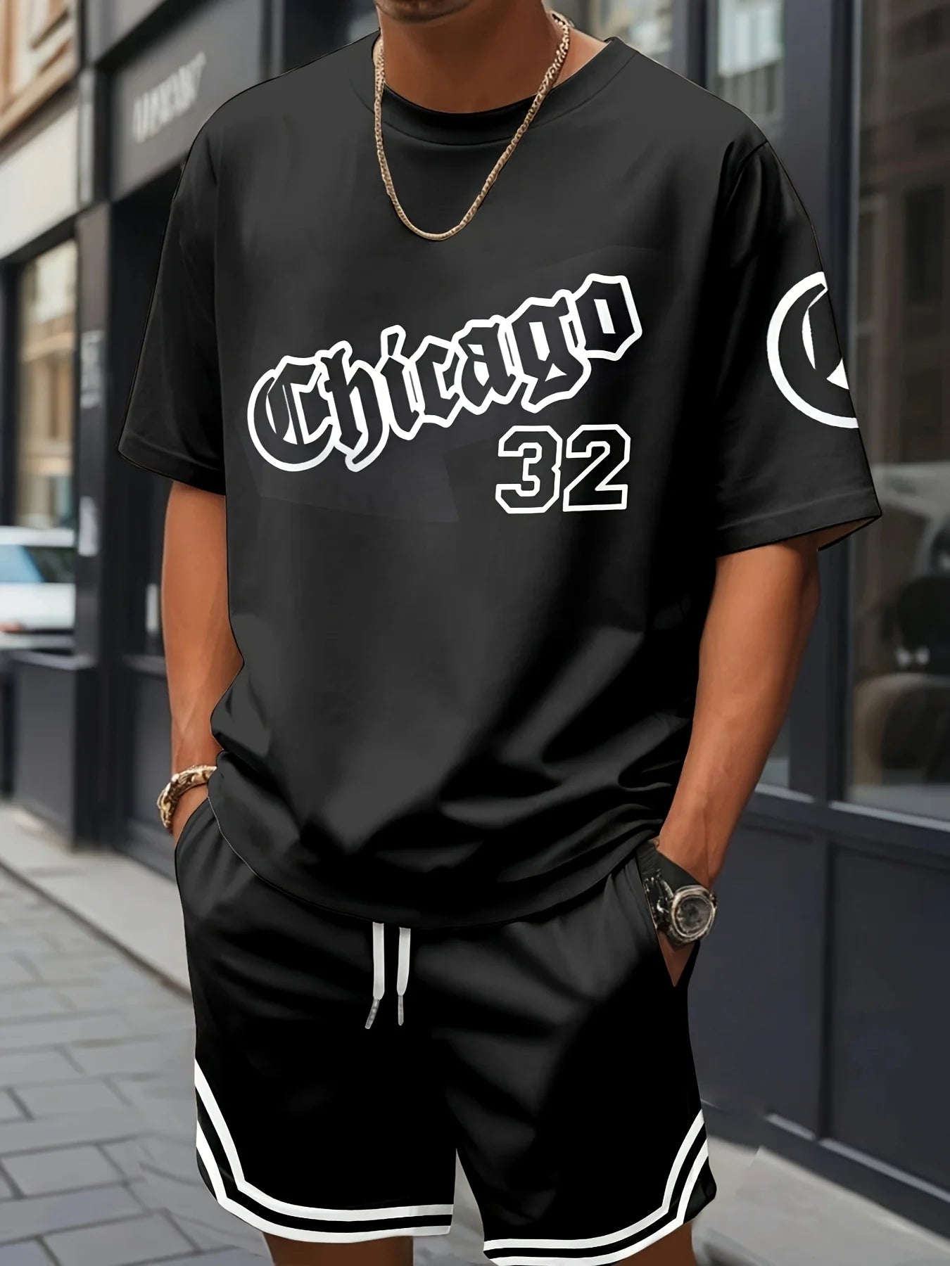 Cross Print T-Shirt Shorts Set