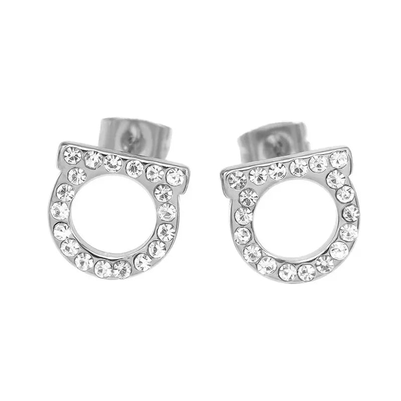 D-Shaped Stud Earrings