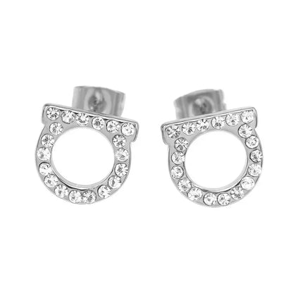 D-Shaped Stud Earrings