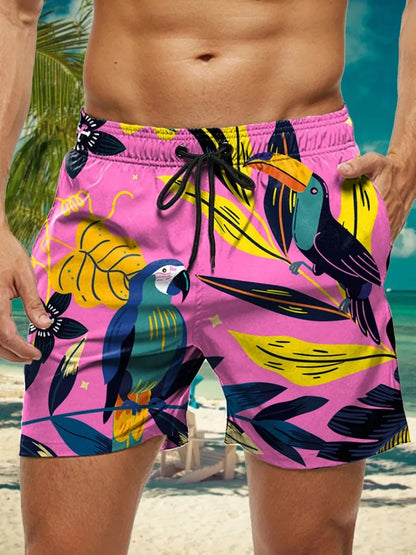 3D Floral Print Swim Trunks