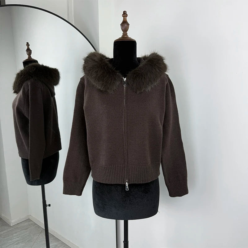 Knit Zip Cardigan Hoodie