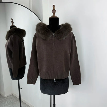 Knit Zip Cardigan Hoodie