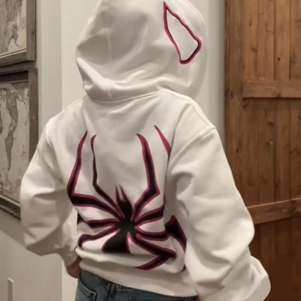 Spider Print Full-Zip Hoodie