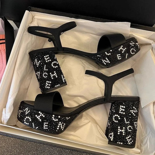 Sequin Rhinestone Heels