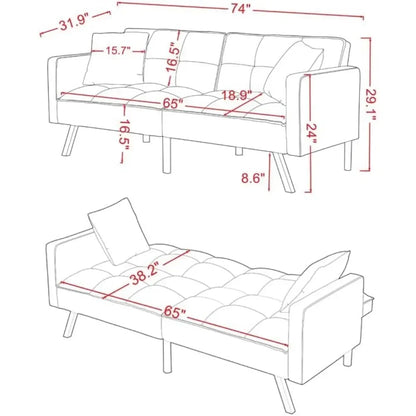 Velvet Convertible Futon Sofa Bed