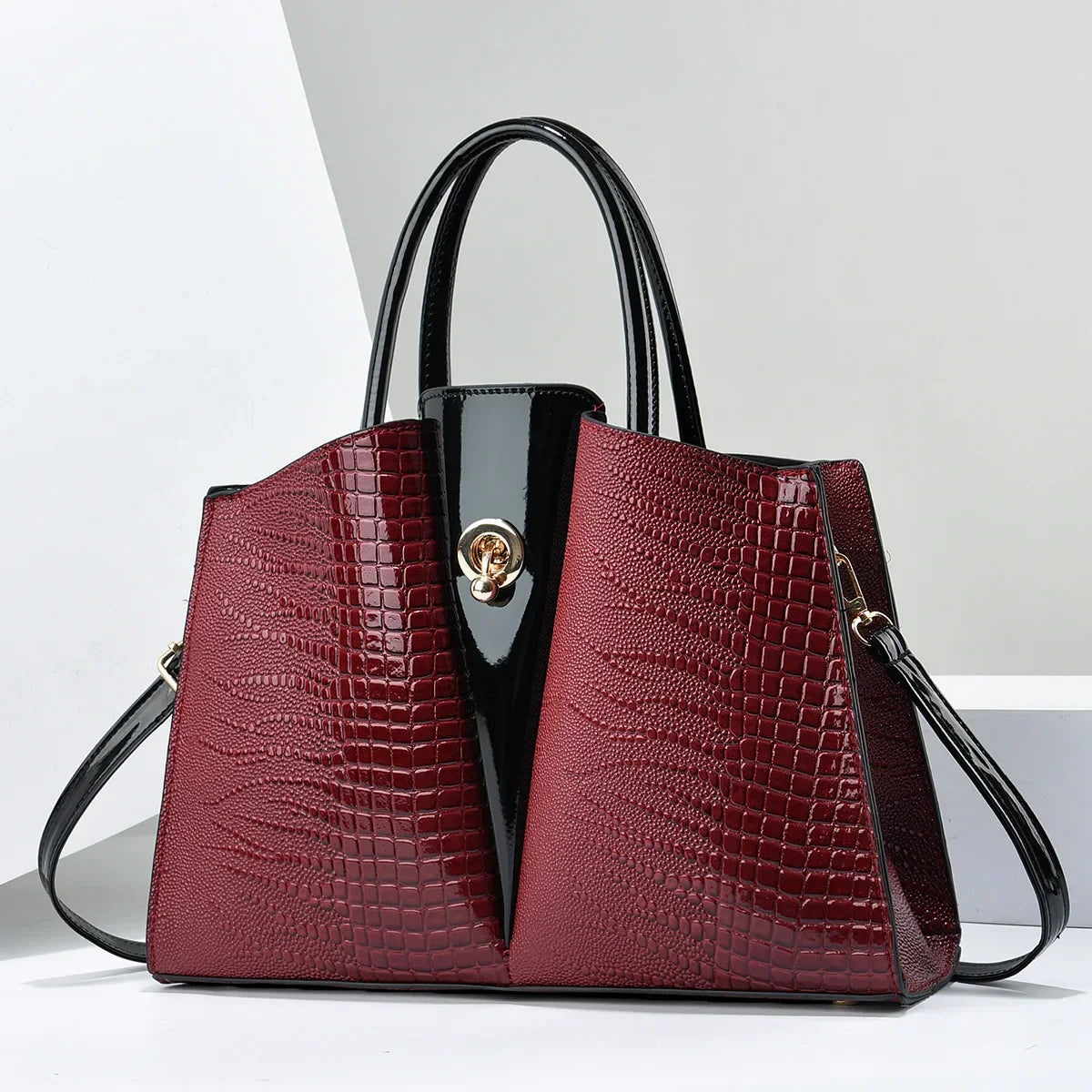 Polyester Solid Zipper Tote Bag