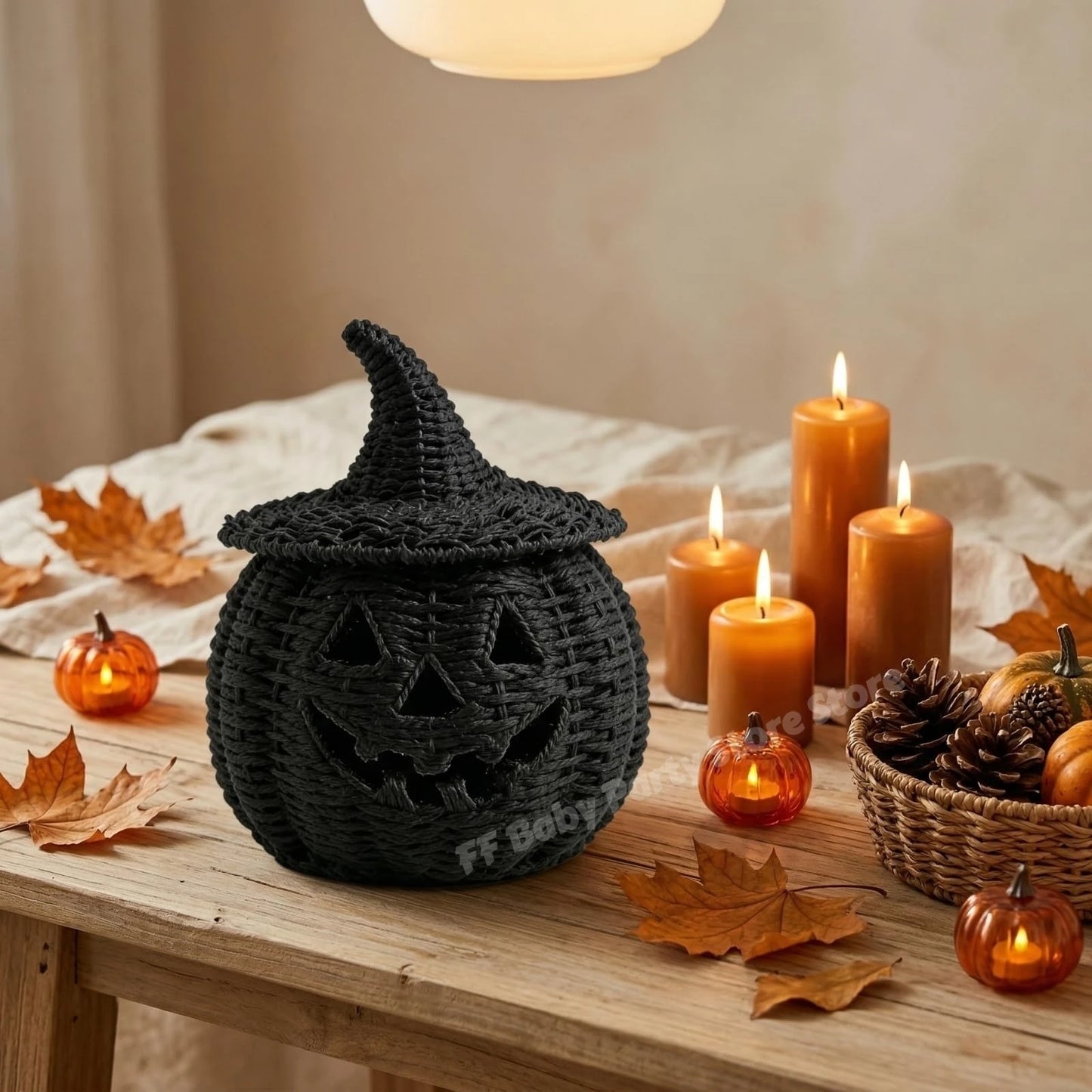 Wicker Pumpkin Lantern Storage Box