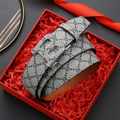 Luxury leather B buckle belt