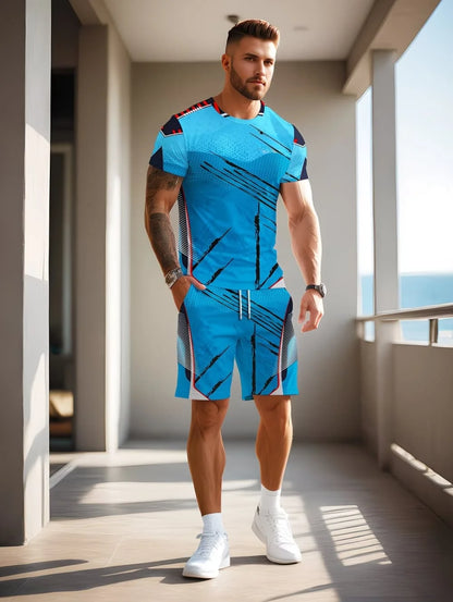 Irregular 3D Print T-Shirt Set
