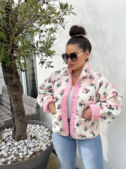 Reversible Floral Sherpa Jacket