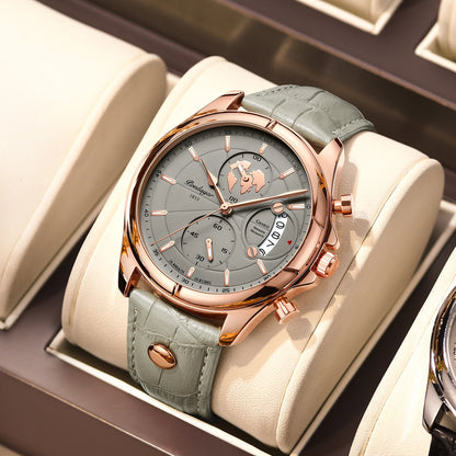 Chronograph Leather Strap Watch
