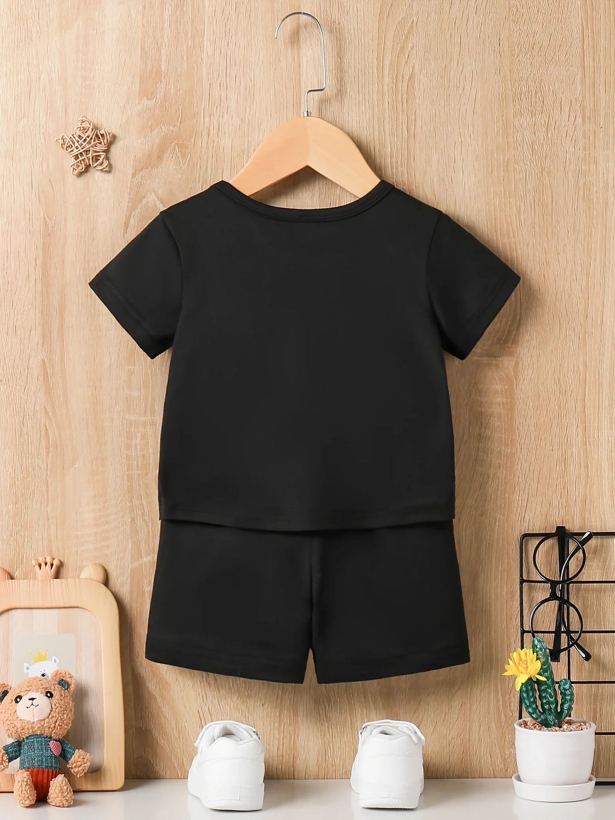 Letter Print Top and Shorts Set