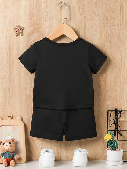 Letter Print Top and Shorts Set