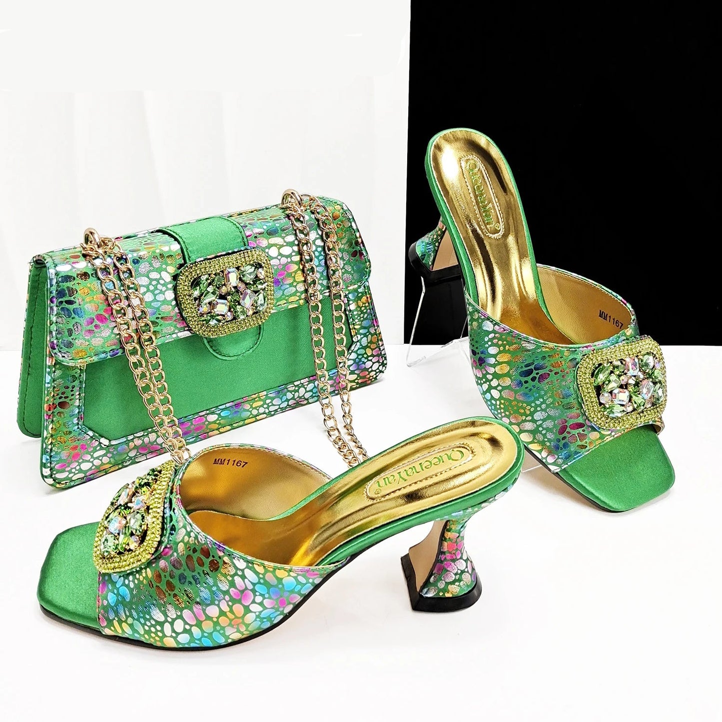 Queena Yan Italian Pink Rhinestone Heels