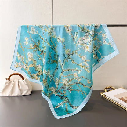 Silk Print Cat Headscarf