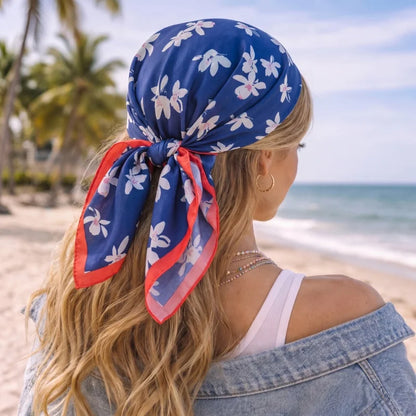 Square Silk Floral Scarf