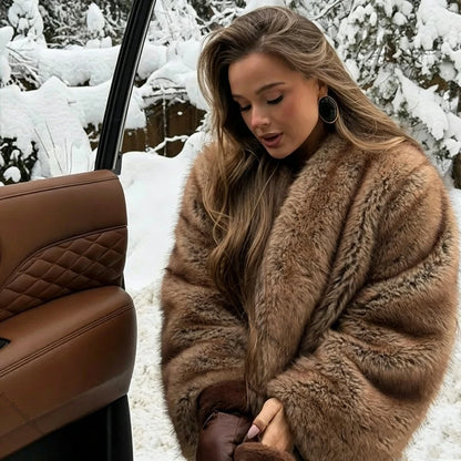 Hooded Shaggy Faux Fur Coat