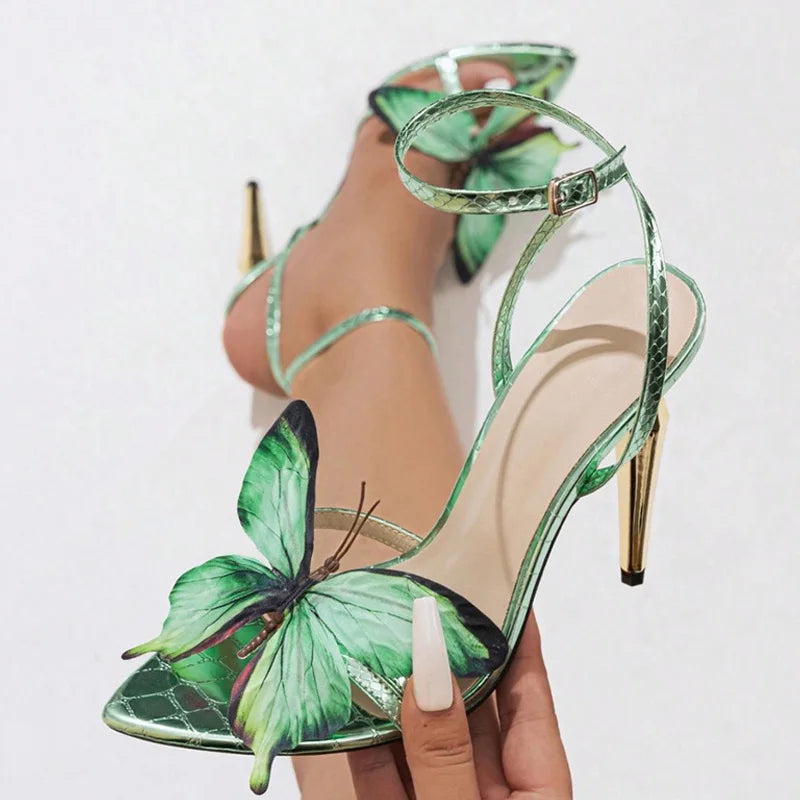 Metal Butterfly High Heels