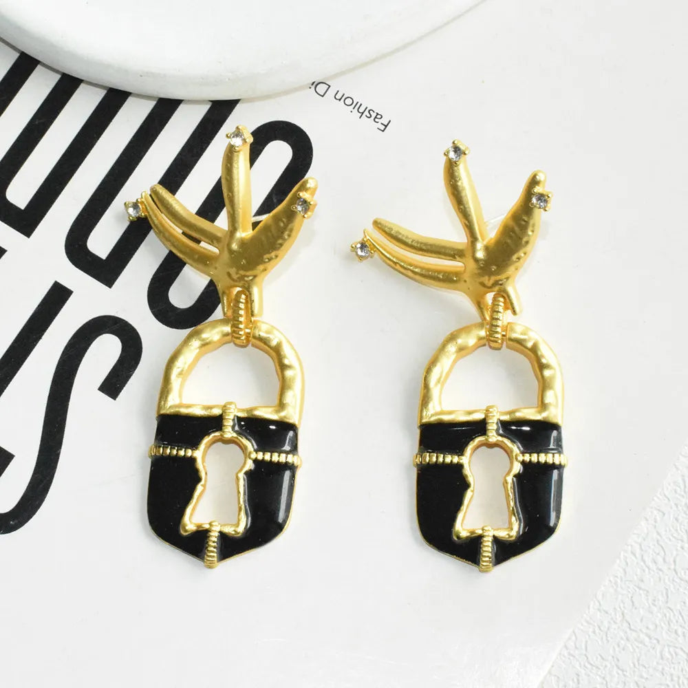 Lock Drop Earrings