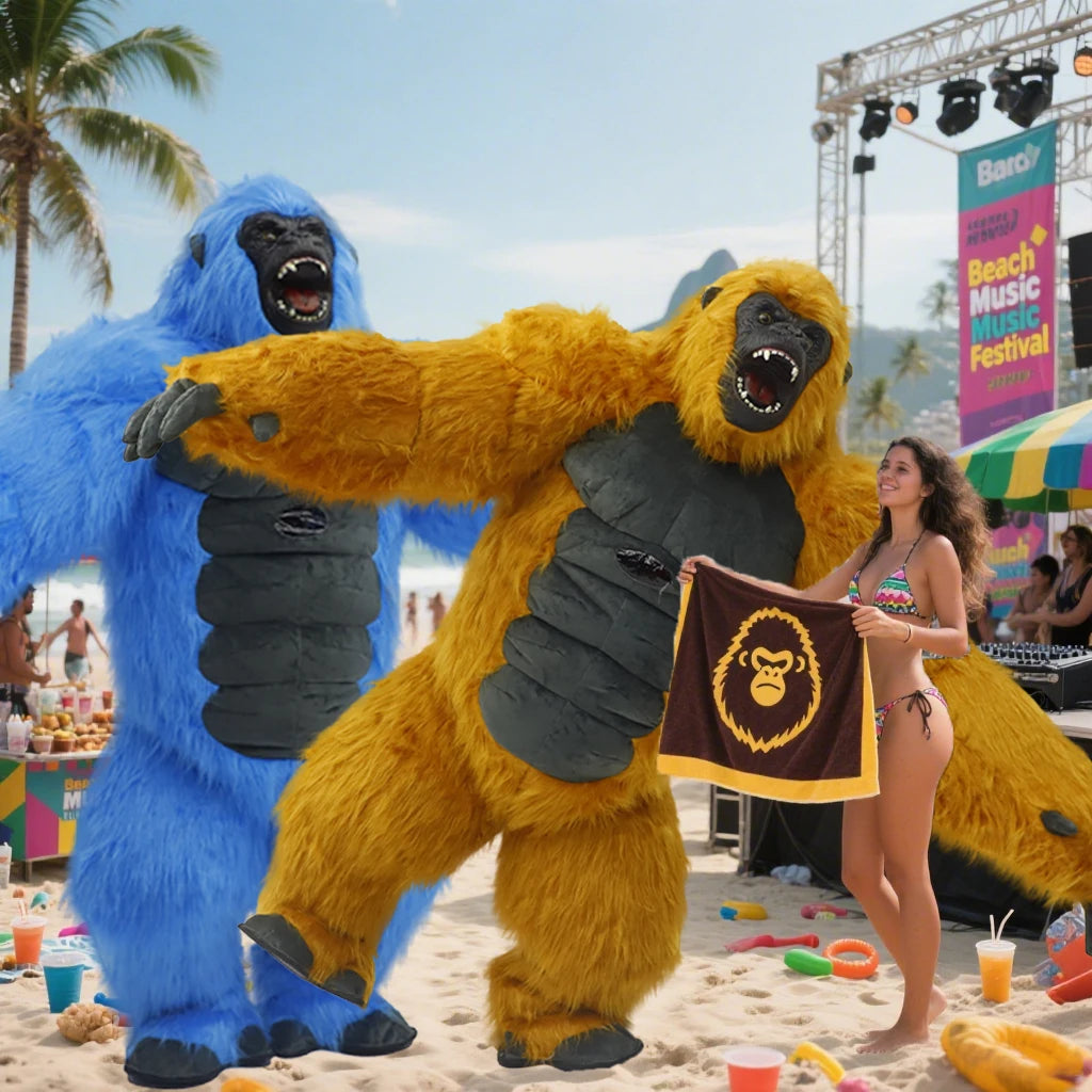 Inflatable Plush Gorilla Costume