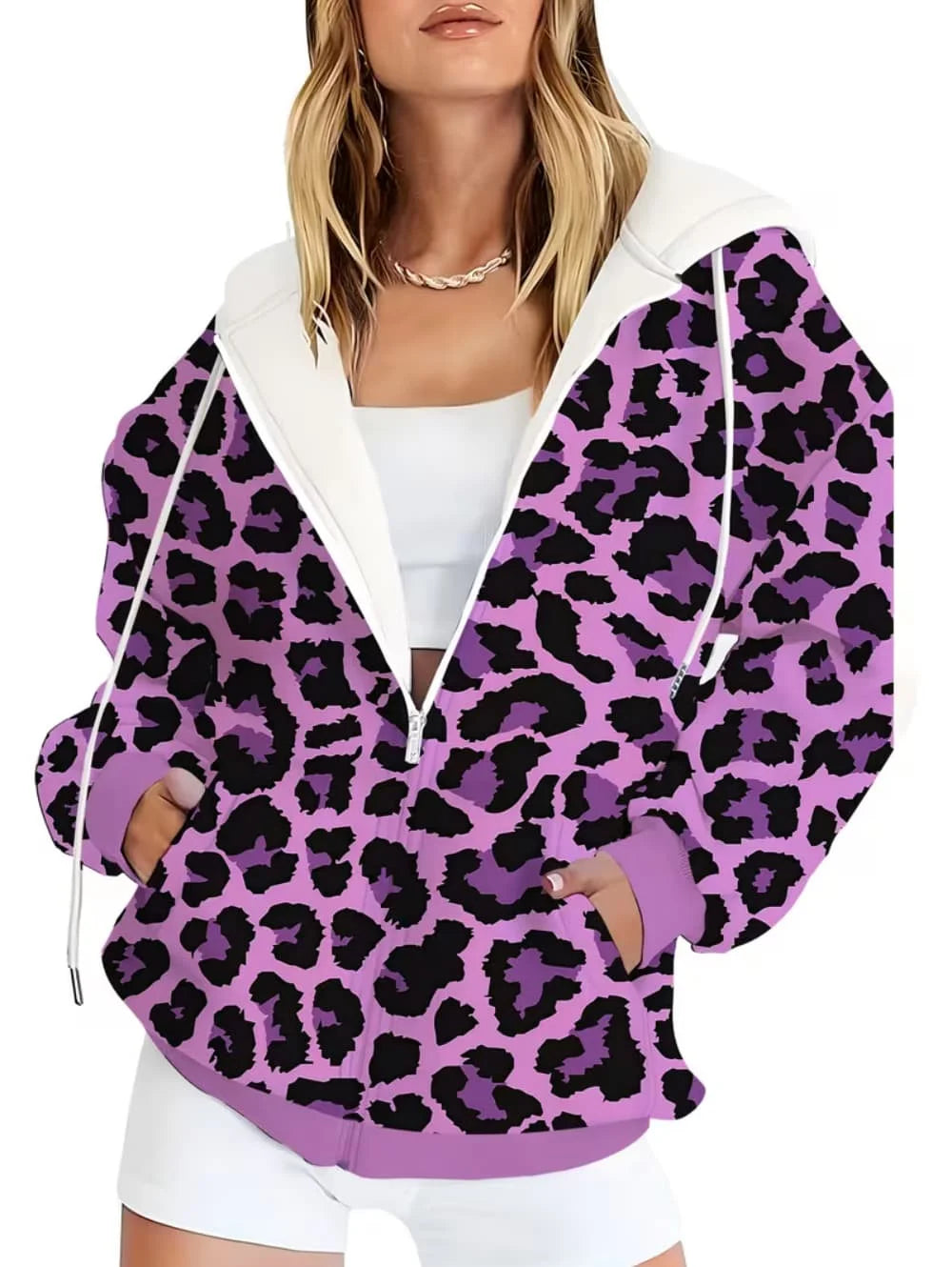 Thin Leopard Zip Hoodie