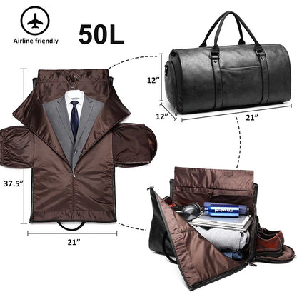 Foldable PU Leather Garment Bag