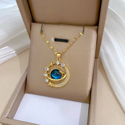 Luxury Zircon Planet Pendant