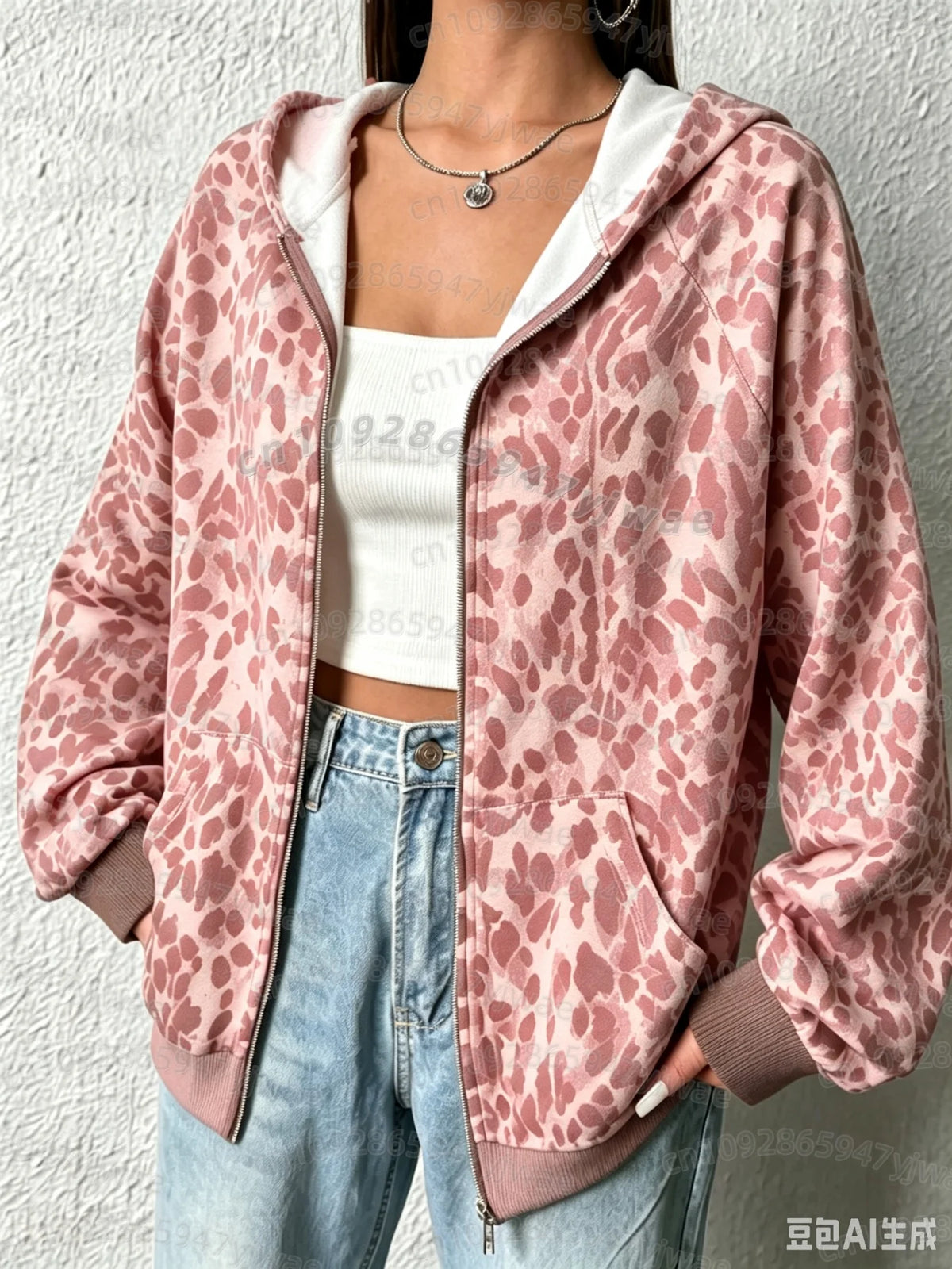 Leopard Print Hooded Sweatshirt
