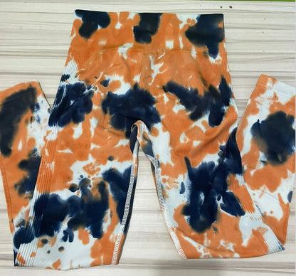 Seamless Tie-Dye Peach Leggings